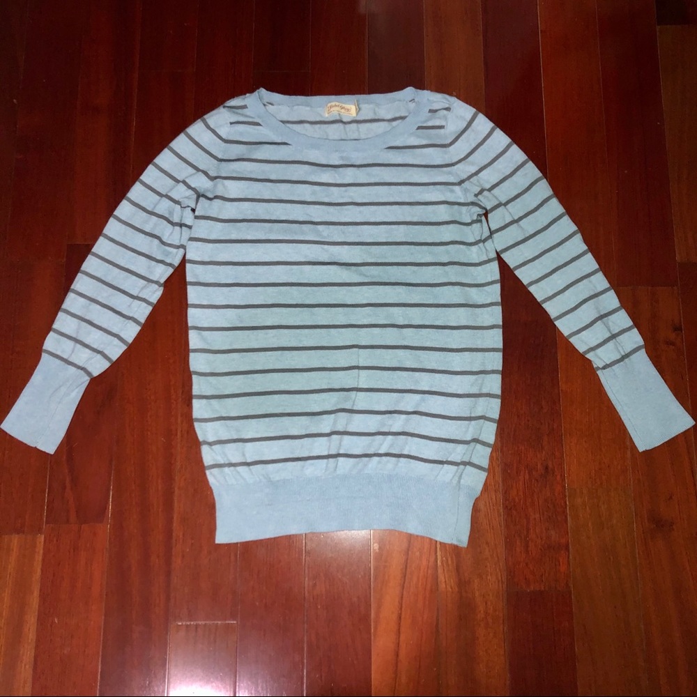 Baby blue and gray striped sweater